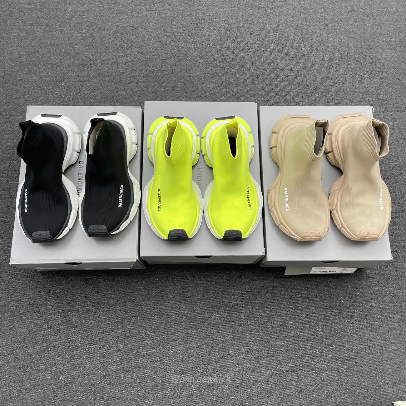 Balenciaga 3xl Sock Recycled Knit Sneakers Black White Fluo Yellow Beige (16) - newkick.cc